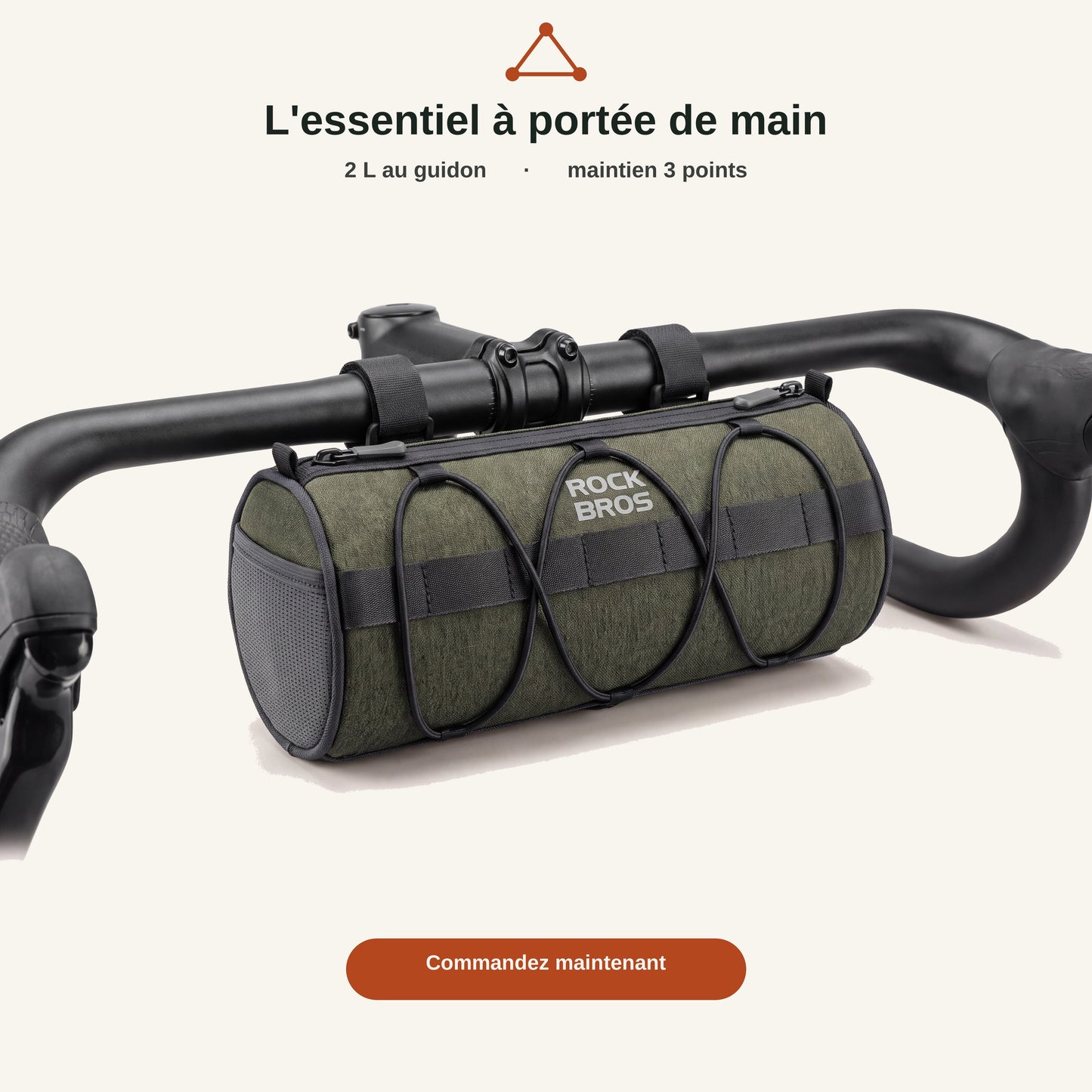 Sacoche de guidon vélo 2 L au guidon : 2 L, maintien 3 points