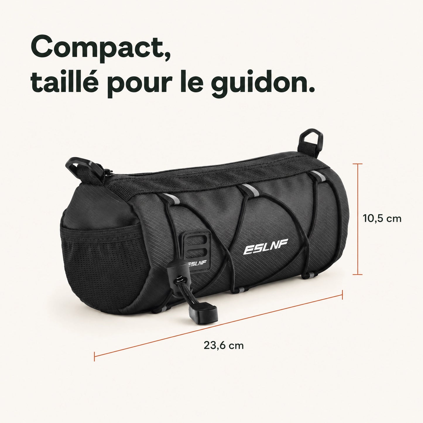 Sacoche de guidon vélo avant, dimensions 23,6 × 10,5 cm