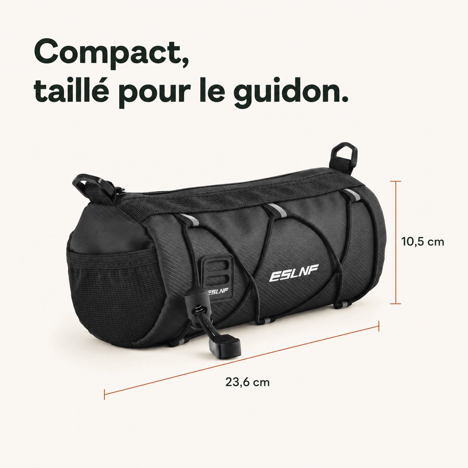 Sacoche de guidon vélo avant, dimensions 23,6 × 10,5 cm