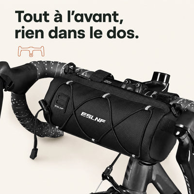 Sacoche de guidon vélo avant montée sur le cintre, tout à l'avant