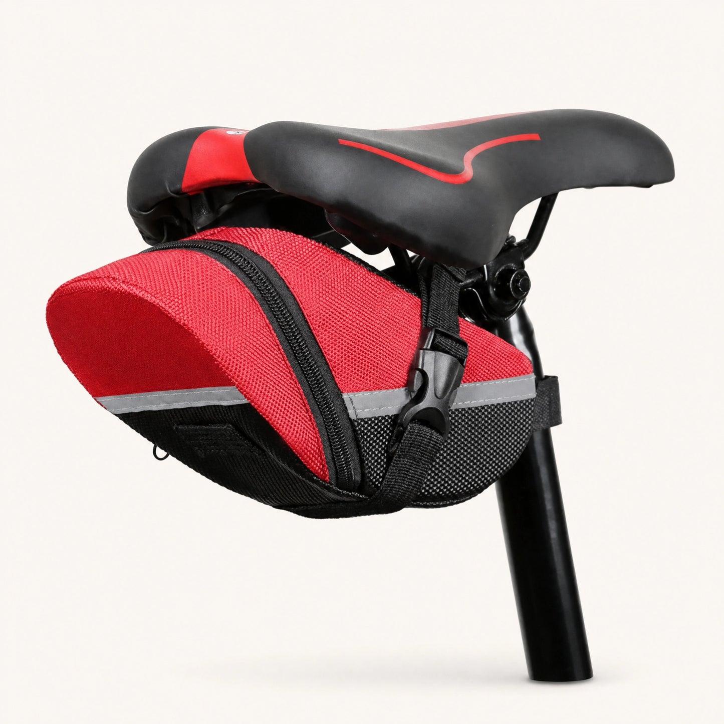 Sacoche vélo sous-selle nylon — coloris rouge